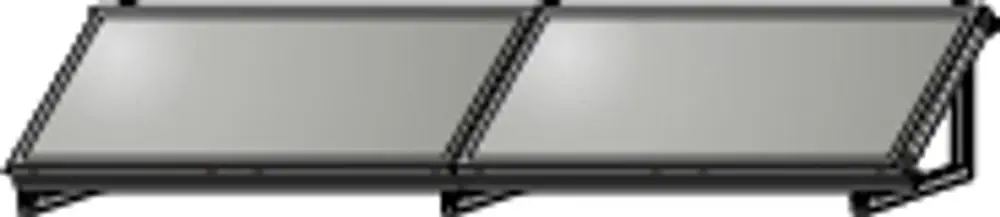 Aufstellgerüst für Solarkollektoren mit zwei Rahmen, gefertigt aus Aluminium. Geeignet für die Montage von Wolf Kollektoren im Querformat.